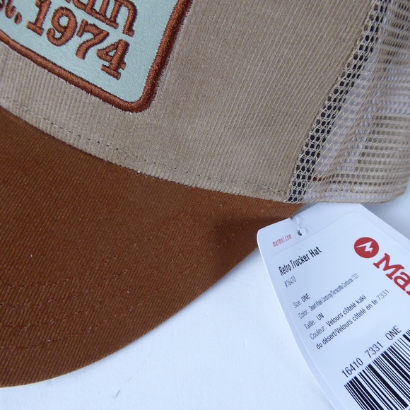 Marmot Retro Embroidered Fine Wale Corduroy Trucker Hat Mesh Cap NWT - Picture 4 of 9
